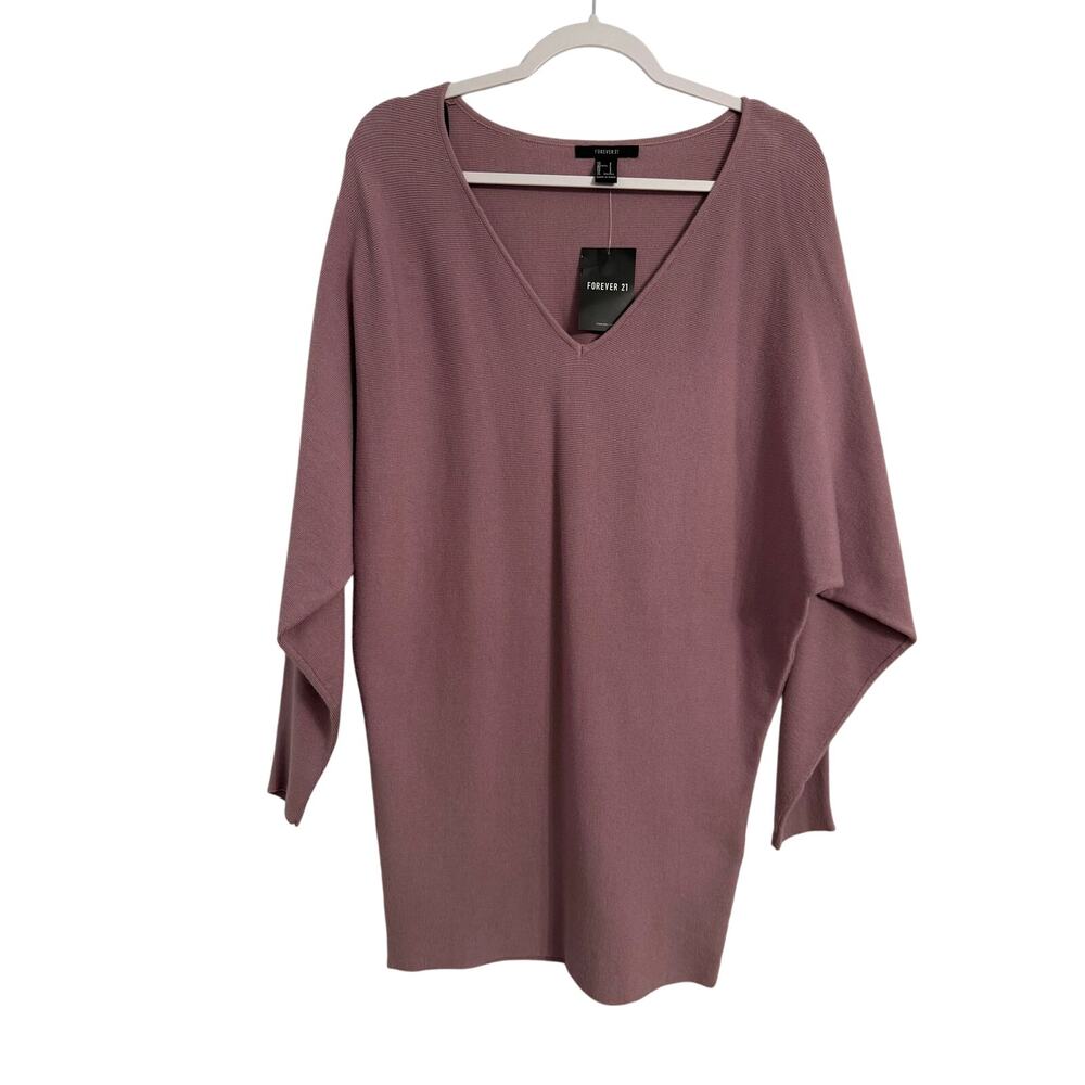 Forever 21 NWT Women's Lavender Purple Dolman 3/4 Sleeve Knit Sweater Dress S